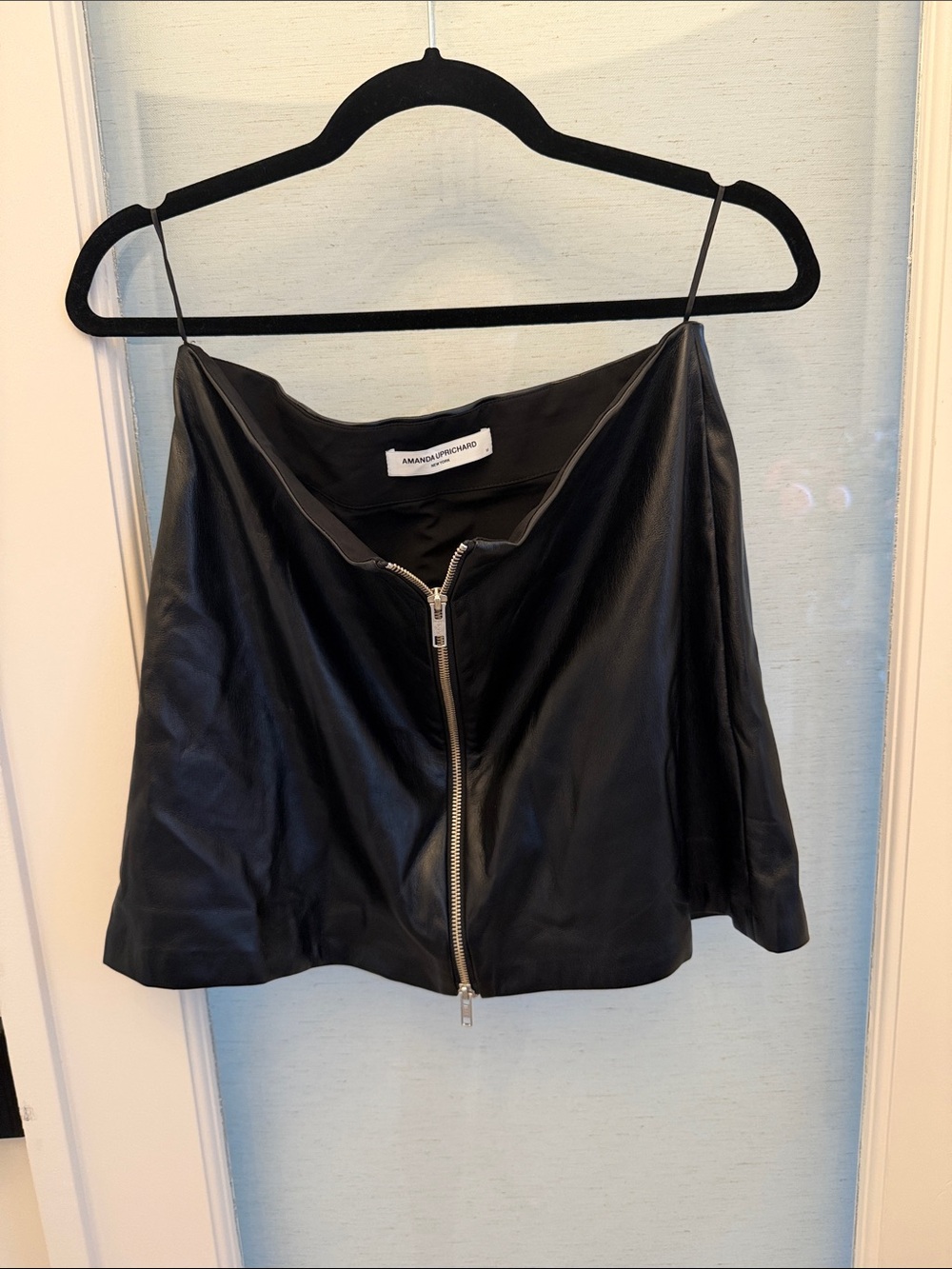 Amanda Uprichard Black Leather Zip-Front Jacket